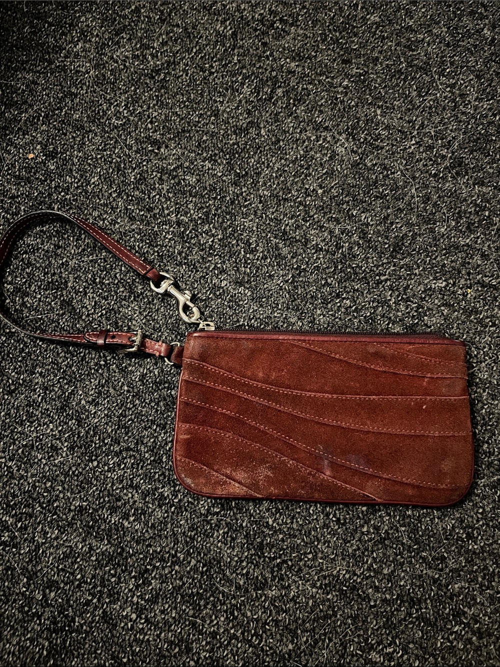 7/$20 Coach Burgundy Suede Wristlet Clutch